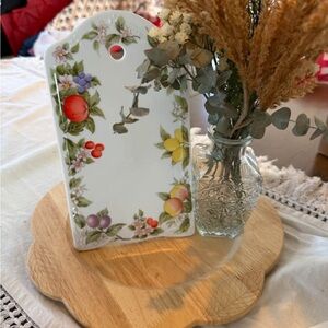 Vintage looking Floral Fruit Ceramic Cutting Board/Decor, Cottage Core